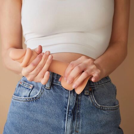 Телесный фаллоимитатор Sliding Skin Realistic Dildo XL с подвижной кожей - 19 см.